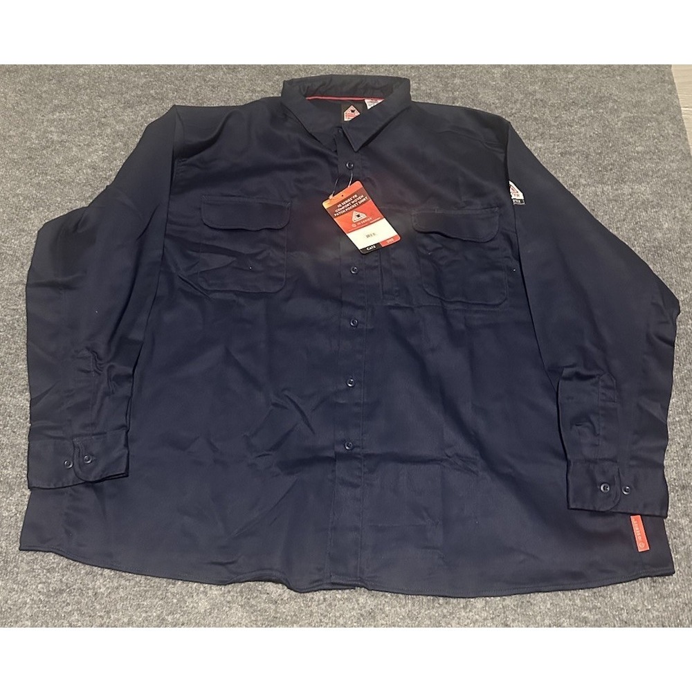 Bulwark iQ Series Comfort Woven Lightweight FR Shirt Men's 4XL Navy CAT2 New NWT